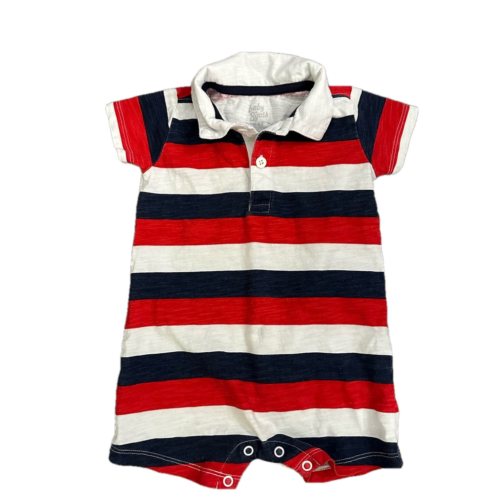 3/10$ Baby B’gosh Striped red, blue and white short romper size 6months